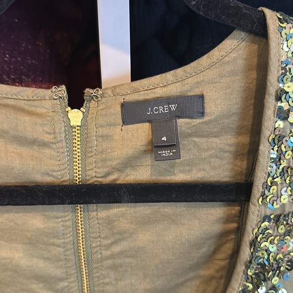 J Crew olive sequin sleeveless dress size 4 - Picture 2 of 3